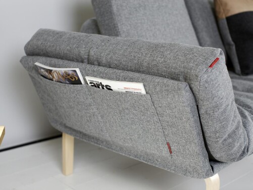 Innovation Rollo Daybed Sofa (fest versteppt) 612 Linen Sand Grey Rollo Styletto, Dunkles Holz/schwarz Classic inklusive Kissen- + Sitzgestellbezug