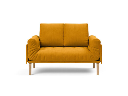 Innovation Rollo Daybed Sofa (fest versteppt) 612 Linen Sand Grey Rollo Styletto, Dunkles Holz/schwarz Classic inklusive Kissen- + Sitzgestellbezug
