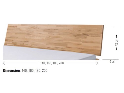 Hasena Kopfteil Varus Wood-Line Buche natur, lackiert (06) 140 cm
